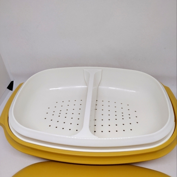 Vintage Tupperware Harvest‎ Gold Microwave Vegetable Steamer - Picture 10 of 13
